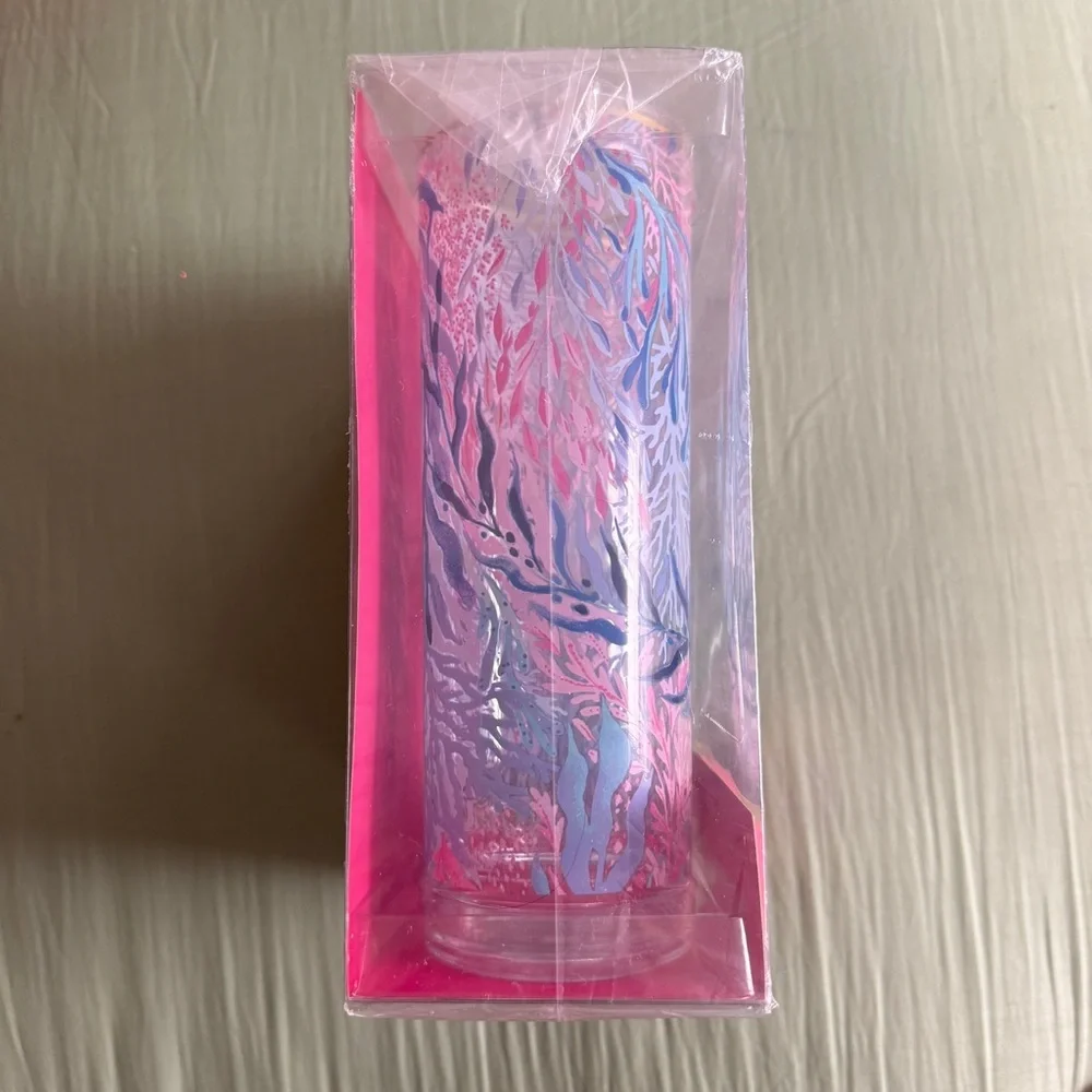 Lilly Pulitzer Kaleidoscope Coral Highball Glasses Acrylic Cup Set